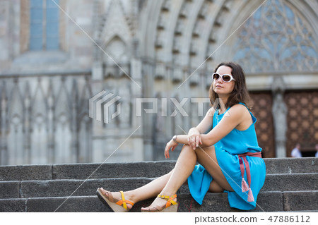 Girl resting during walk 47886112