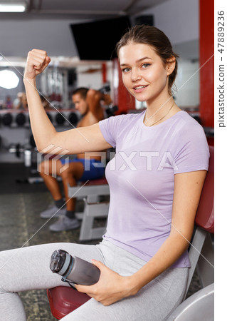 Sporty positive girl at sports club 47889236