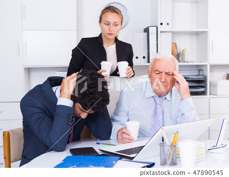 Mature man is having complicated issue with reports made by subordinates Mature man is having complicated issue with reports made by subordinates 47890545