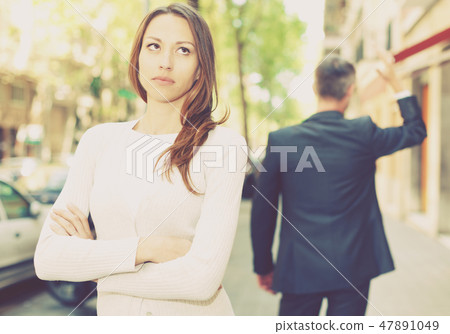 Offended girl after quarrel with boyfriend 47891049
