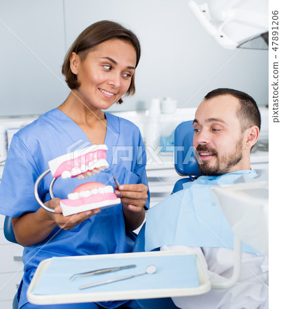 Orthodontist is telling about hygiene 47891206