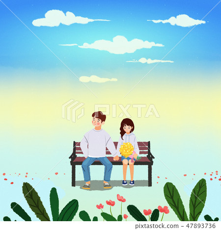 愛主題]肖像，背景圖像。 47893736