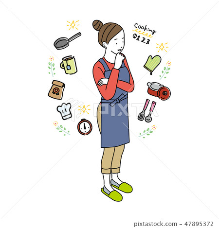 Female illustration dish icon of an apron figure 47895372