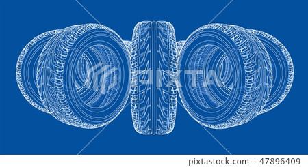 Car tires concept. Vector rendering of 3d Car tires concept. Vector rendering of 3d 47896409