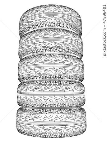 Car tires concept. Vector rendering of 3d 47896481