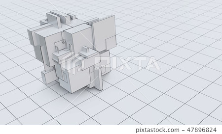 Abstract 3d object consisting of cubes. White background Abstract 3d object consisting of cubes. White background 47896824