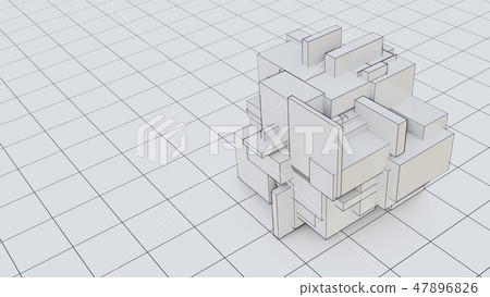 Abstract 3d object consisting of cubes. White background Abstract 3d object consisting of cubes. White background 47896826