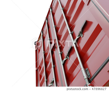 Perspective close-up of red container's door Perspective close-up of red container's door 47896827