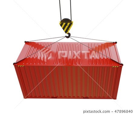 Cargo container with hook isolated on white Cargo container with hook isolated on white 47896840