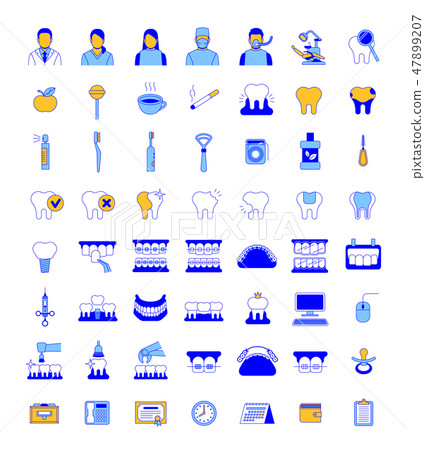 Dental clinic services thin line vector icons 47899207