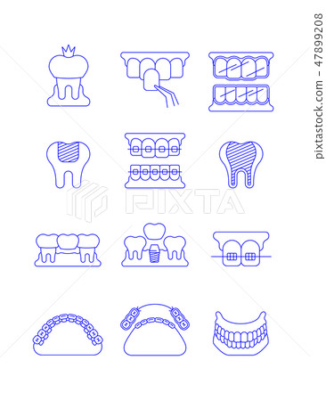 Dental clinic surgery services thin line icons 47899208