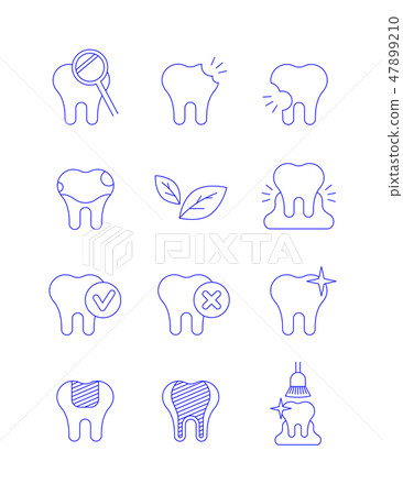 Dental diseases and treatment thin line icons 47899210