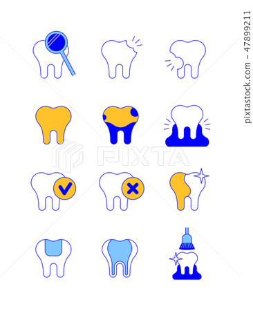 Dental diseases and treatment thin line icons Dental diseases and treatment thin line icons 47899211
