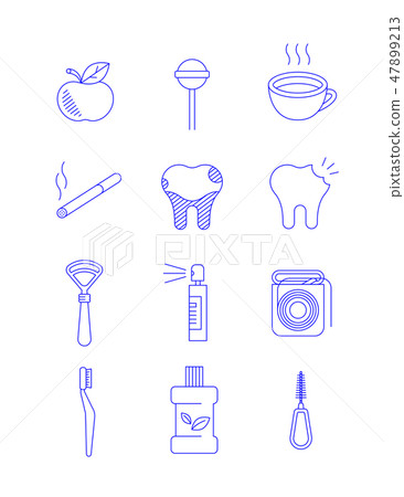 Oral hygiene dental thin line vector icons Oral hygiene dental thin line vector icons 47899213