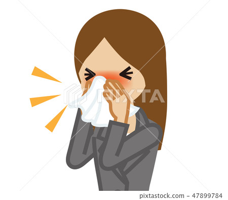 Biting your nose with a tissue business woman Biting your nose with a tissue business woman 47899784