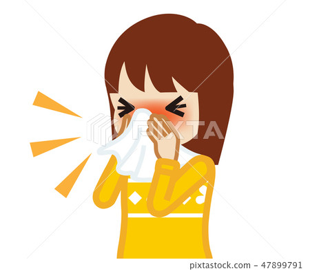 Girl biting his nose with tissue Girl biting his nose with tissue 47899791