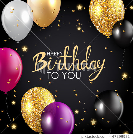 Glossy Happy Birthday Balloons Background Vector Illustration Glossy Happy Birthday Balloons Background Vector Illustration 47899921
