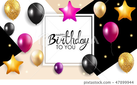 Glossy Happy Birthday Balloons Background Vector Illustration Glossy Happy Birthday Balloons Background Vector Illustration 47899944