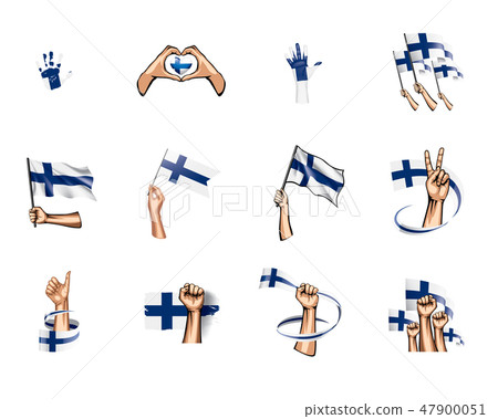 Finland flag and hand on white background. Vector illustration Finland flag and hand on white background. Vector illustration 47900051