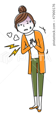 Young lady Mommy chest pain Young lady Mommy chest pain 47900176