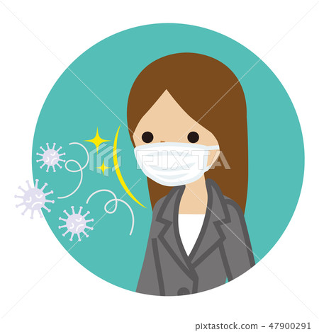 戴著面具的女實業家 - 反對冷的病毒的圓病毒對策 戴著面具的女實業家 - 反對冷的病毒的圓病毒對策 47900291