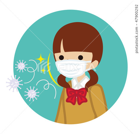Girls with masks - Circle virus countermeasure circle icon 47900292