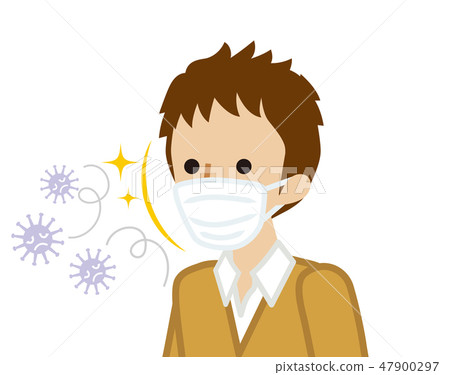 Male student with a mask - Countermeasures against cold virus 47900297