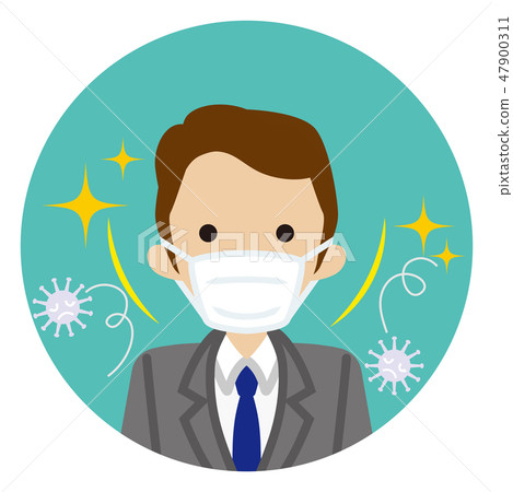 Front of businessmen with masks - Circular virus countermeasure against cold virus 47900311