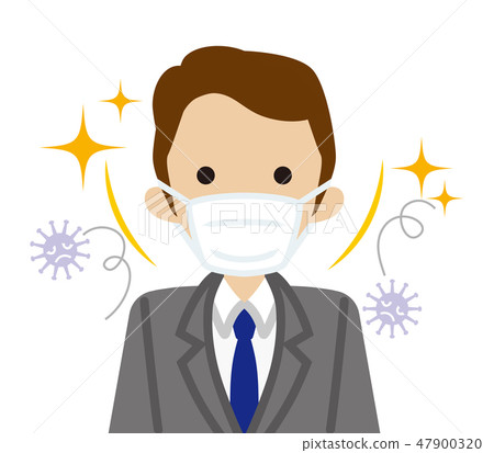商人前面與面具的 - 對抗冷的病毒的對策 47900320
