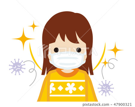Girls with a mask frontal - Countermeasures against cold virus 47900321