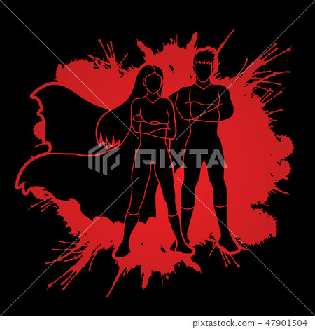 Superhero Man and Woman standing graphic vector 47901504