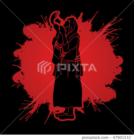Jew blowing the shofar side view graphic vector Jew blowing the shofar side view graphic vector 47901532