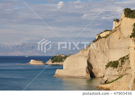 Beautiful coastline with cliffs in Corfu 47903456