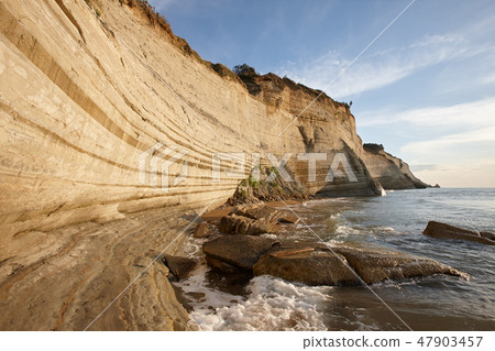 Beautiful coastline with cliffs in Corfu 47903457