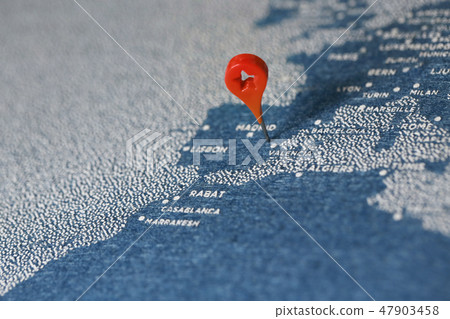 travel painted map with the pin, spain 47903458