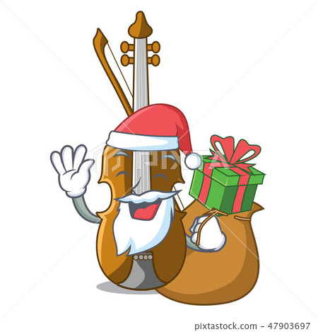 Santa with gift violin isolated with in the mascot 47903697