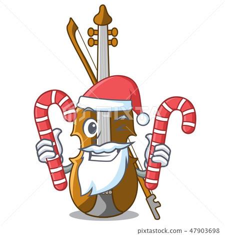 Santa with candy violin isolated with in the mascot 47903698