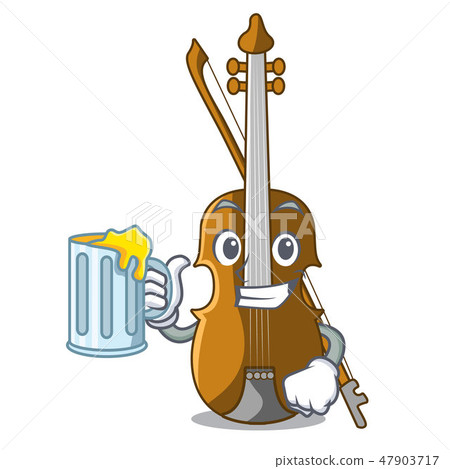 With juice violin in the cartoon music room 47903717