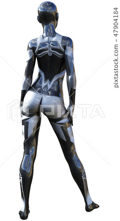 Android Female Used Silver Metallic Design AI 3D 47904184