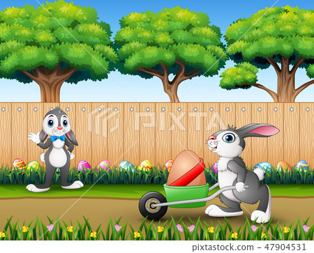 Happy easter bunnies on the nature Happy easter bunnies on the nature 47904531