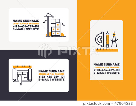 Builder vector business card building construction for newbuild backdrop outline industry 47904588