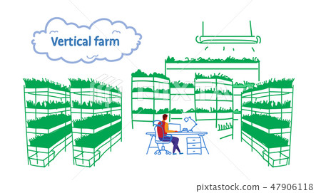 businessman using laptop sitting office workplace plants smart farming system concept modern 47906118