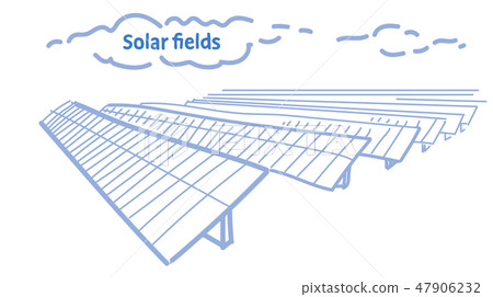 solar energy panel fields renewable station... - Stock Illustration ...