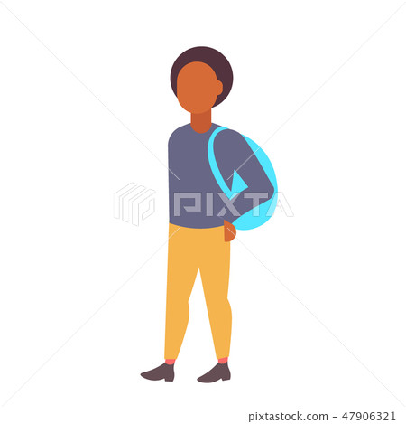 man student standing with backpack african... - Stock Illustration ...