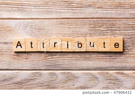 ATTRIBUTE word written on wood block. ATTRIBUTE word written on wood block. 47906432