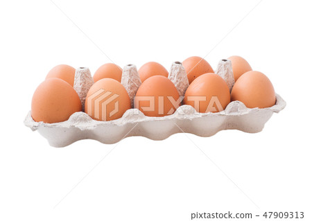 Chicken eggs in carton box isolated on white Chicken eggs in carton box isolated on white 47909313