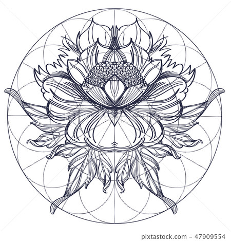 Elegant element of a stylized flower with smooth lines. Stylized floral element for design. 47909554