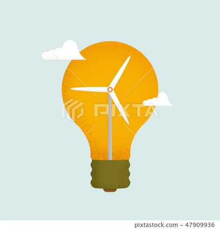 Light bulb and wind mill generator. Alternative energy concept v Light bulb and wind mill generator. Alternative energy concept v 47909936