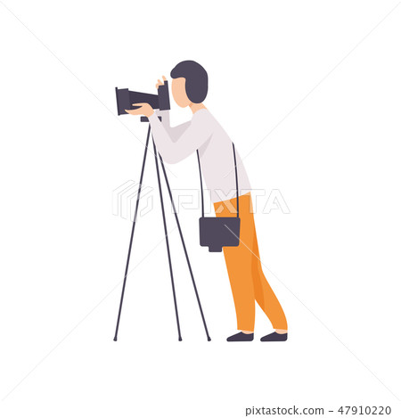 Male Photographer Taking Photo Using Professional Equipment, Cameraman Character Making Picture Male Photographer Taking Photo Using Professional Equipment, Cameraman Character Making Picture 47910220