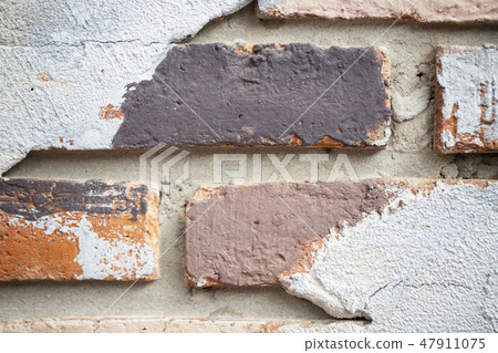 close up brick wall of red color with old cement close up brick wall of red color with old cement 47911075